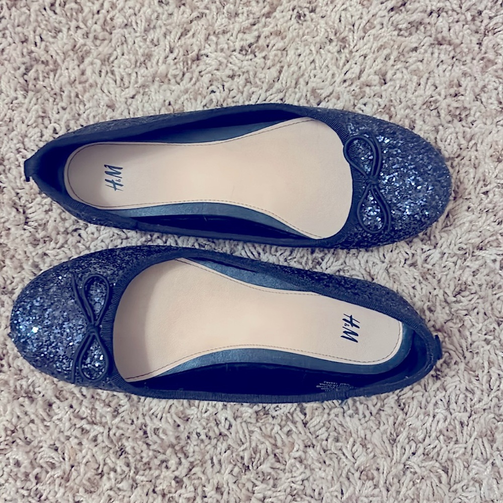 Blue glitter ballet flats sz 2